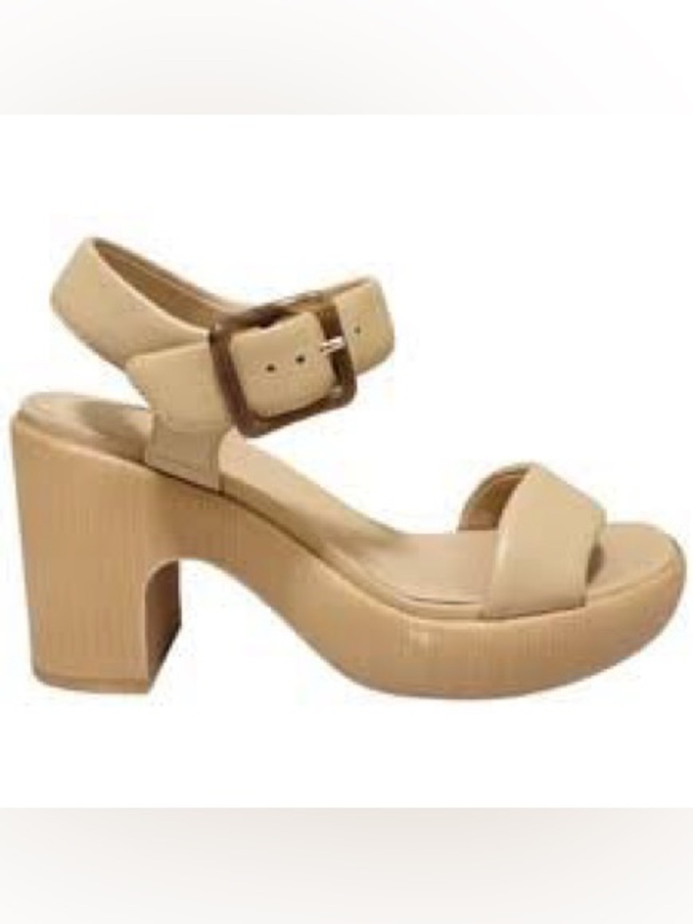 VINCE leather Beige Platform Block Heel Sandals